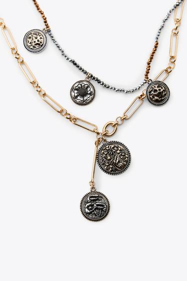 3-PACK OF CHAIN MEDALLION NECKLACES - Gold / Silver by Zara - Image 2
