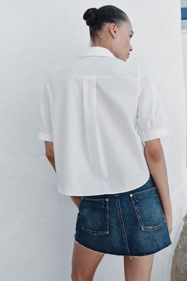 CHEMISE MANCHES COURTES À PERLES - Blanc de Zara - Image 3