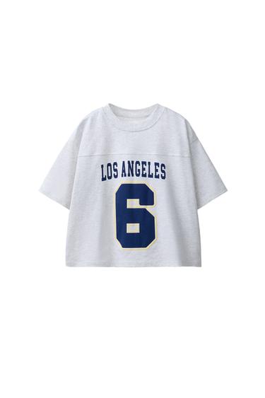 Zara VARSITY NUMBER T-SHIRT - Gray marl