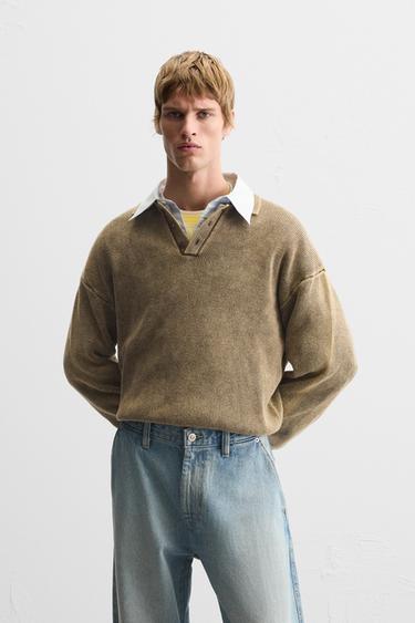 GARMENT-DYED POLO SHIRT - Brown by Zara