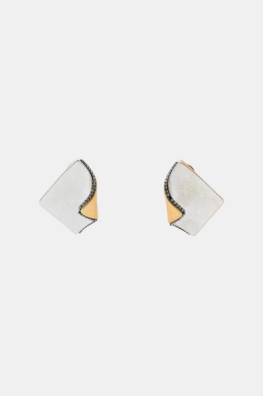 KHUYÊN TAI PHỐI ĐÁ LẤP LÁNH - Màu vàng/bạc từ Zara - Hình ảnh 0
