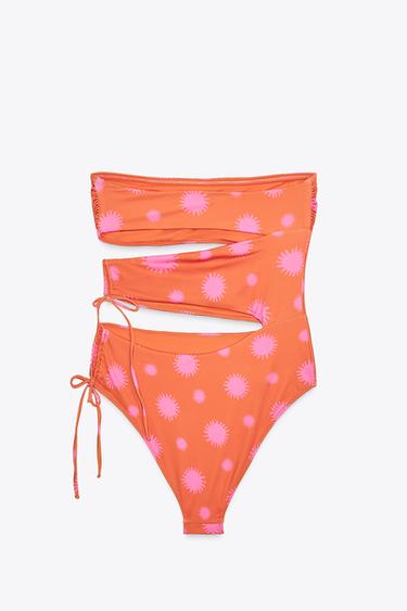 MAILLOT DE BAIN SOLES CUT OUT - Orange de Zara - Image 4