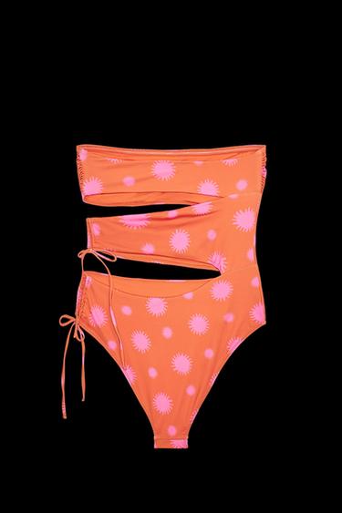 SOLES CUT-OUT SWIMSUIT - Orange by Zara