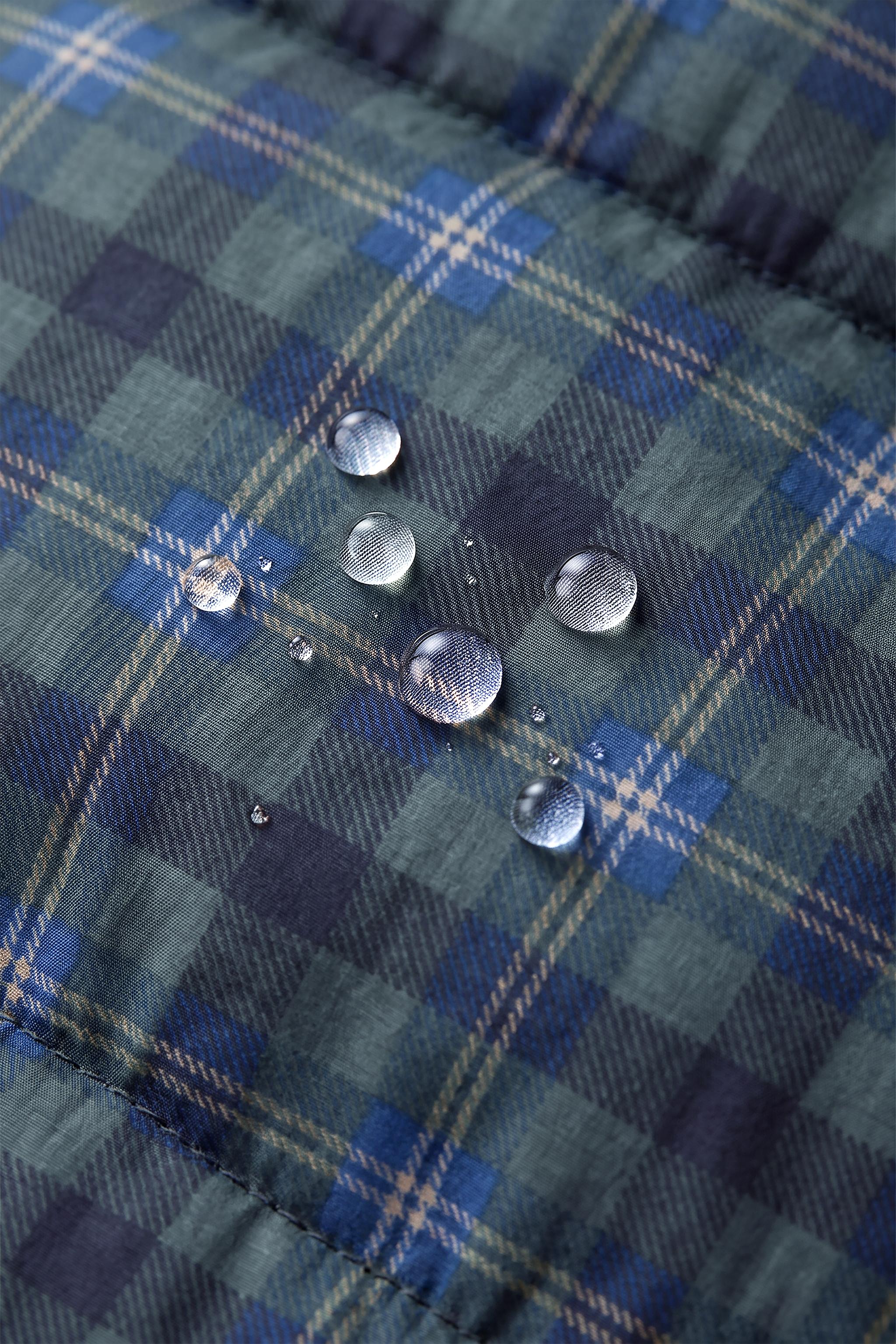 QUILTED WATER-REPELLENT PLAID RIBBON COAT