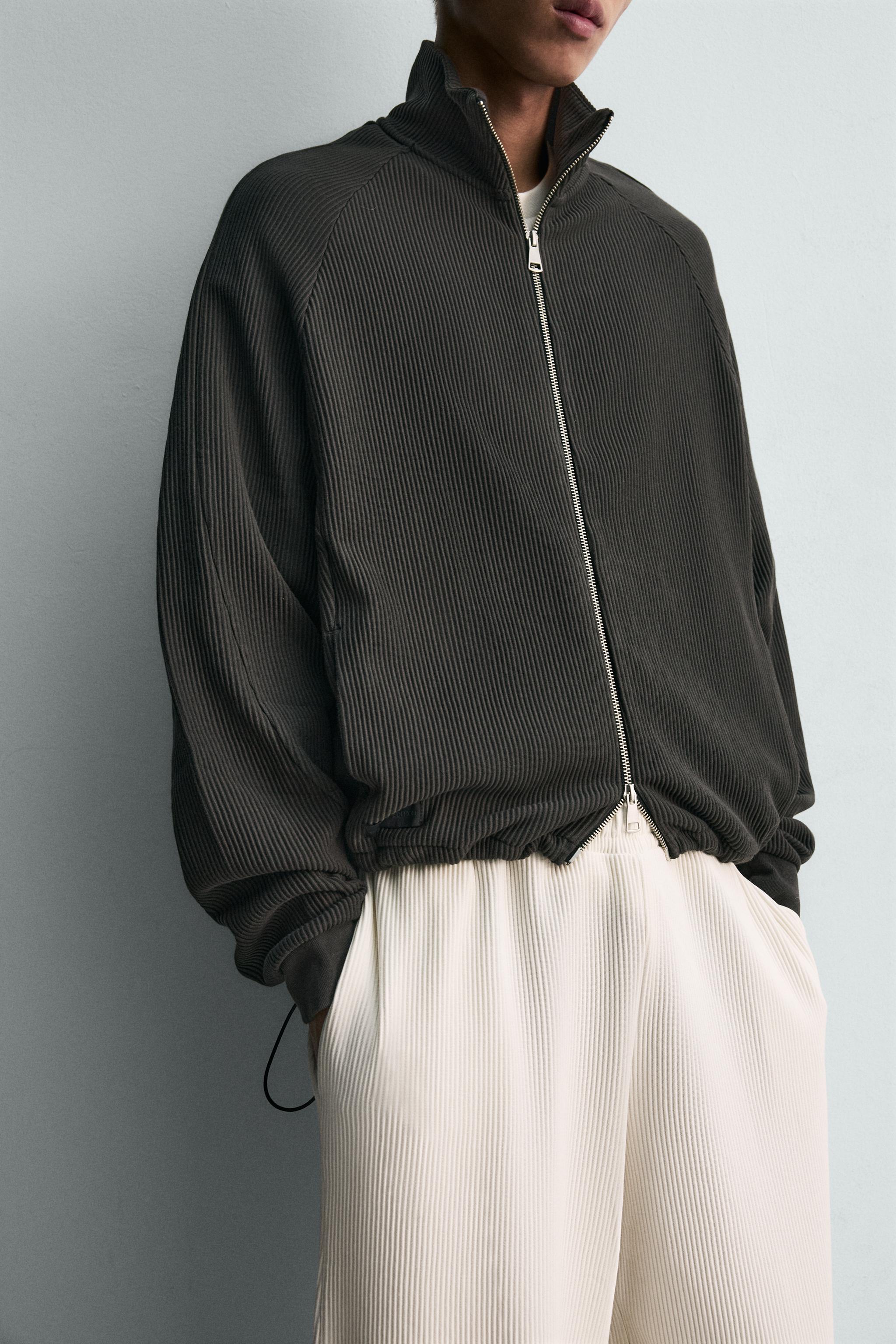 オットマンジップアップジャケット - ダーク鉛色 | ZARA Japan / 日本
