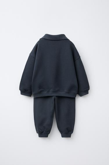 POLO COLLAR SWEATSHIRT AND JOGGERS SET - Dark anthracite by Zara - Image 1