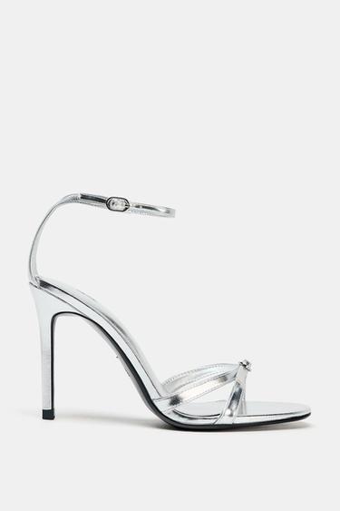 METALLIC HIGH-HEEL SANDALS - Silver by Zara