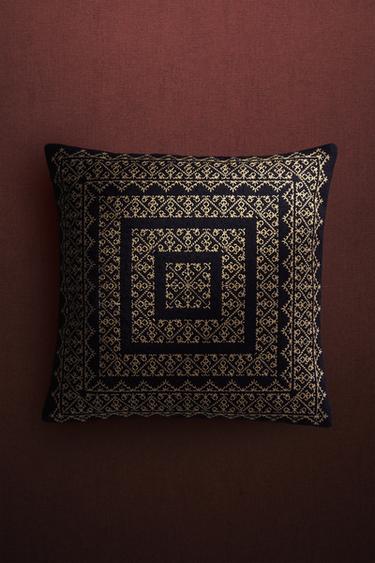 CHRISTMAS WOOL CUSHION COVER - Blue by Zara - Image 4