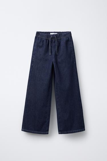 WIDE-LEG JEANS WITH ELASTIC TRIM - Blue by Zara