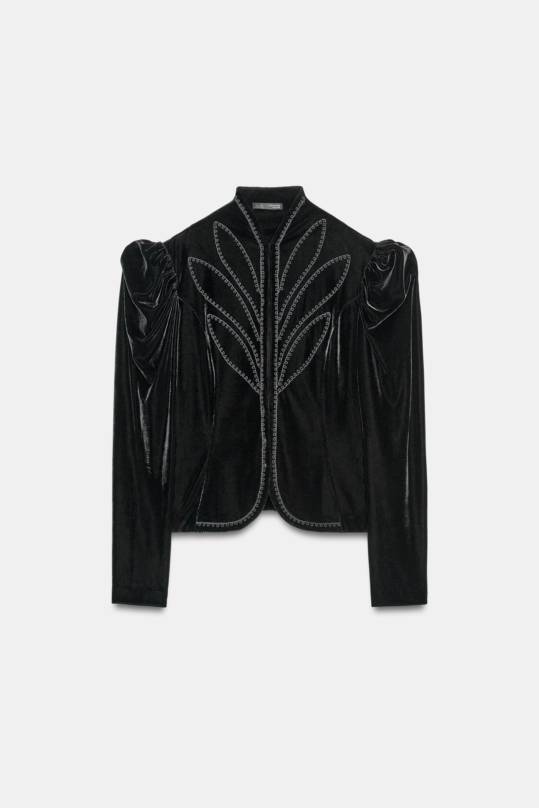 ベルベット刺繍ジャケット - ブラック | ZARA Japan / 日本