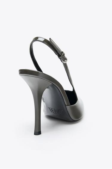 FAUX PATENT SLINGBACK SHOES - Grey by Zara - Image 4