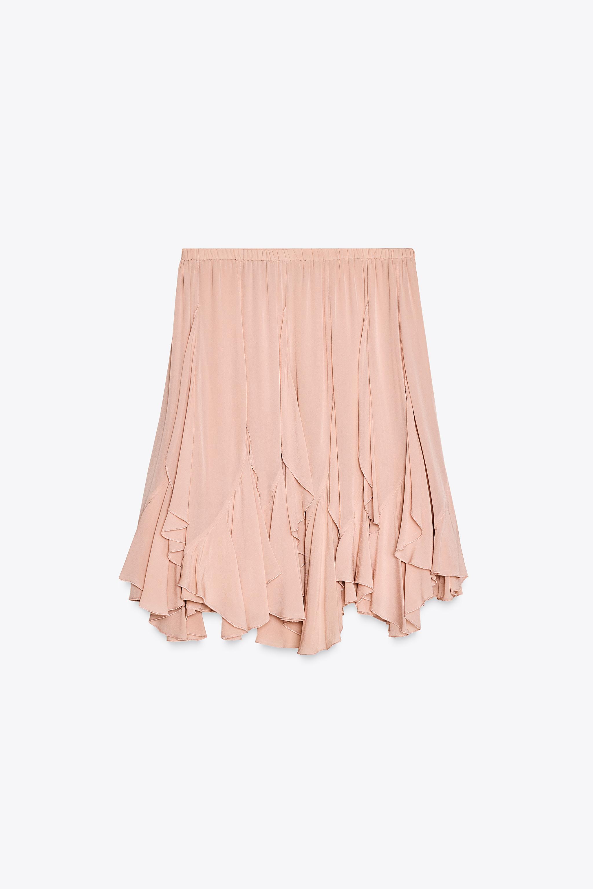 ZW COLLECTION RUFFLED SKIRT - Pale pink | ZARA United States