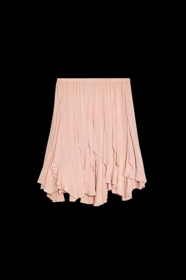 RUFFLED SKIRT ZW COLLECTION - Pale pink by Zara