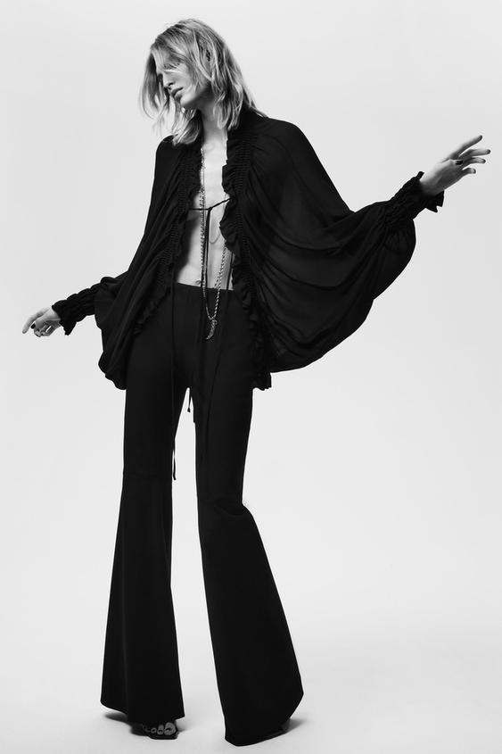 بلوزة مطاطية بكشكش ZW COLLECTION - أسود by Zara - Image 0