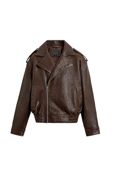OVERSIZED LEATHER BIKER JACKET