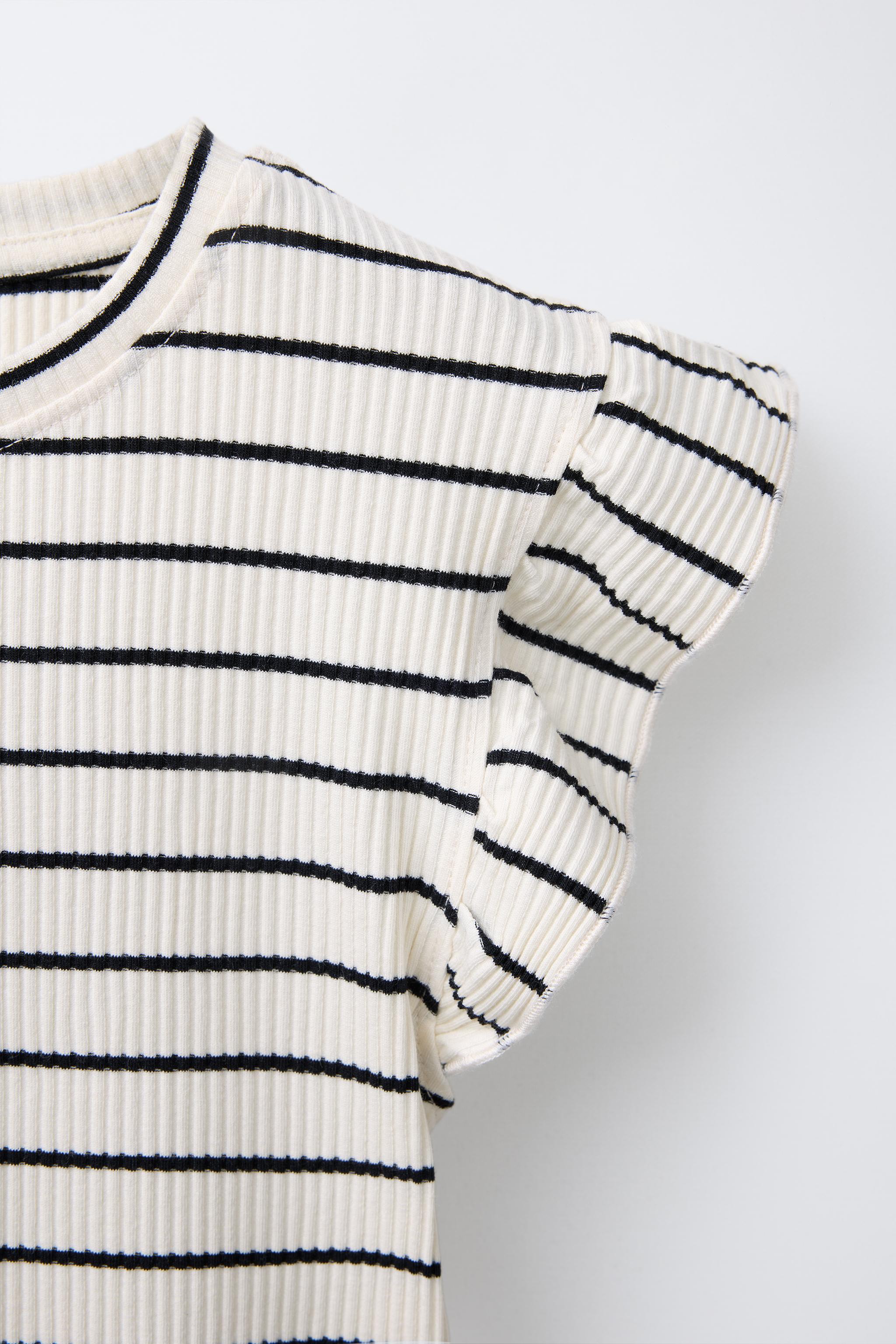 STRIPED RUFFLED RIBBED T-SHIRT - Striped | ZARA United States