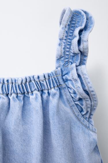 DENIM JUMPSUIT WITH RUFFLE TRIMS - Light blue by Zara - Image 2