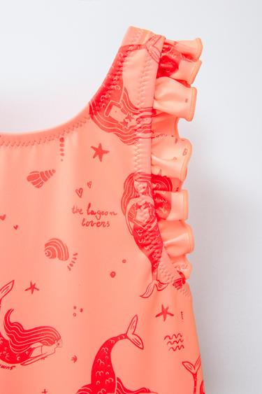 2-6 YEARS/ MERMAID RUFFLE SWIMSUIT - Neon orange by Zara - Image 2