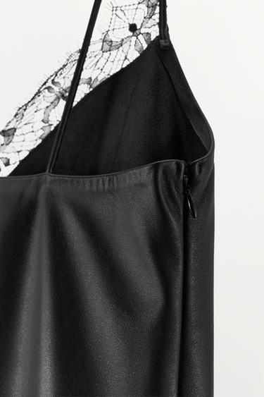 ASYMMETRIC 100% LEATHER LACE DRESS - Black by Zara - Image 5