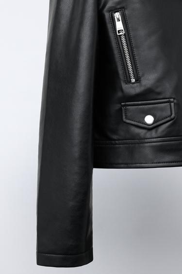 Zara FAUX LEATHER BIKER JACKET - Black