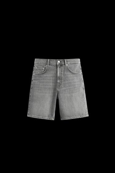 REGULAR FIT DENIM BERMUDA SHORTS - Grey by Zara - Image 0