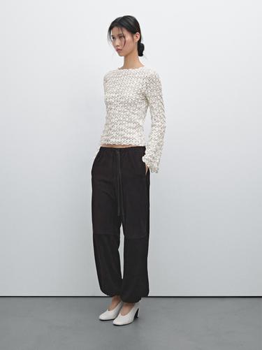 Zara Floral lace detail T-shirt - Ecru - Image 0