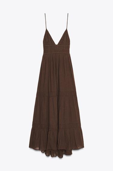 GAUZE MIDI DRESS - Brown by Zara - Image 7