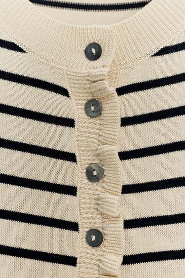 RUFFLE TRIM CARDIGAN - striped by Zara - Image 8