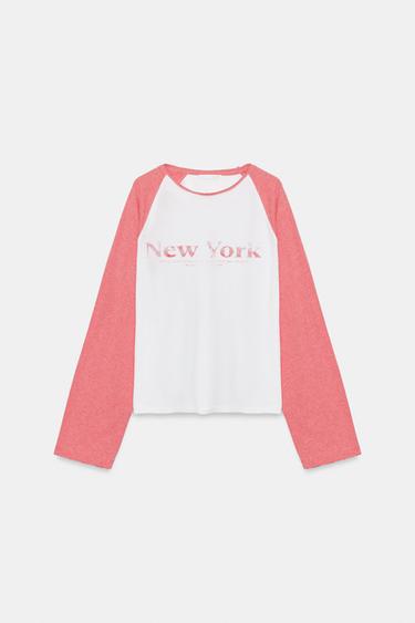 Zara FLAMÉ RAGLAN SLEEVE T-SHIRT - White