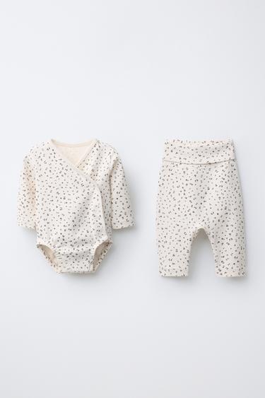 FLORAL BODYSUIT AND TROUSERS SET - Ecru by Zara
