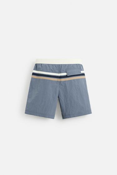STRIPED LONG SWIMMING TRUNKS - Indigo by Zara - Image 1