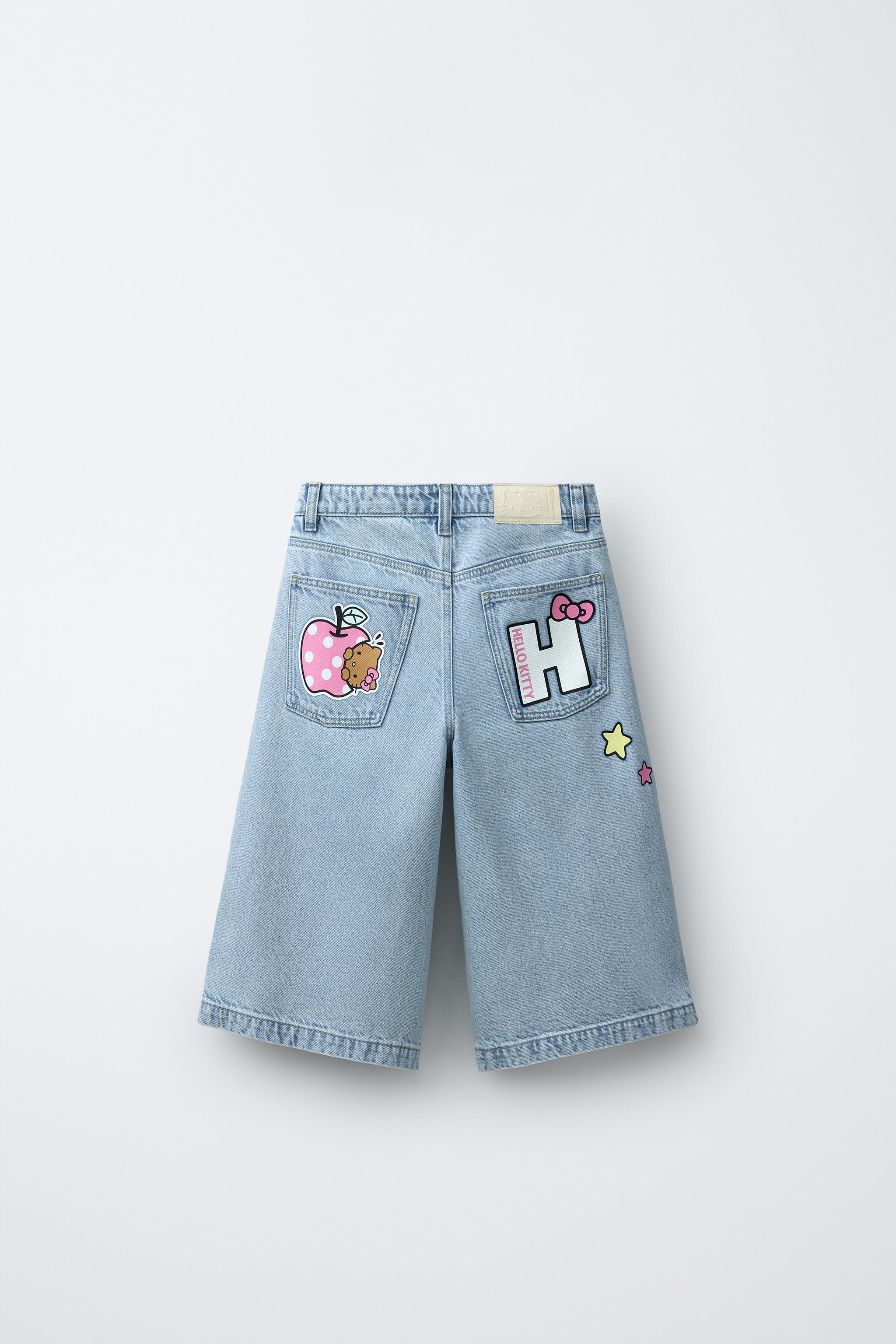 ハローキティ © サンリオ デニムバミューダパンツ - ライトブルー