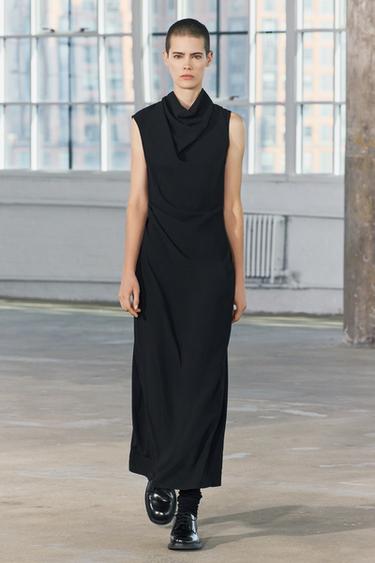 ZW COLLECTION DRAPED MIDI DRESS - Black by Zara