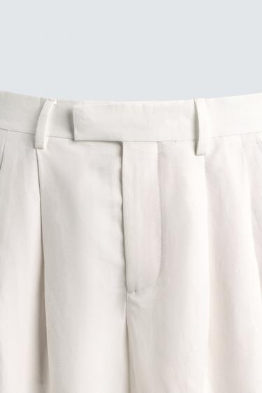 RELAXED FIT VISCOSE/LINEN SUIT TROUSERS - White by Zara - Image 6