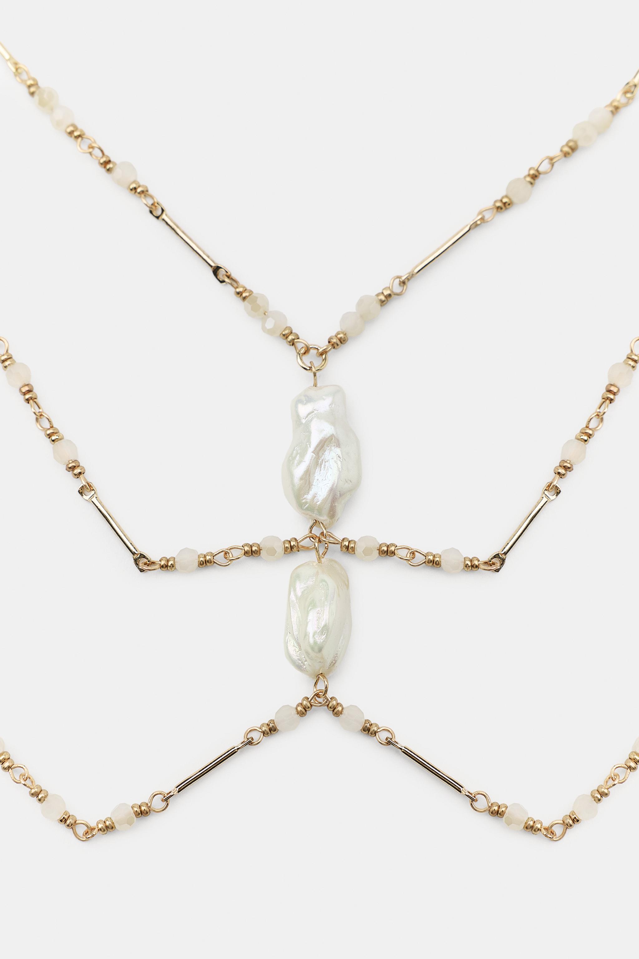 COLLIER CASCADE COMBINÉ PERLES