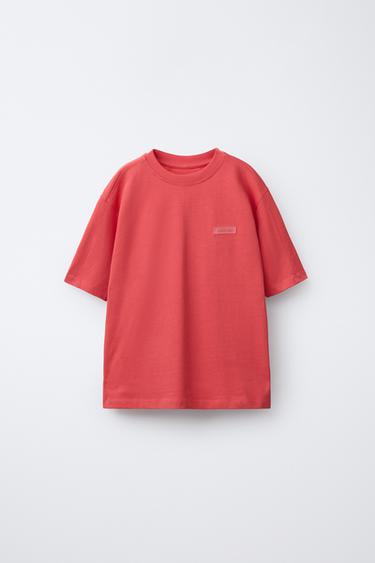 HEAVY T-SHIRT WITH RUBBERISED LABEL - Mid-red by Zara