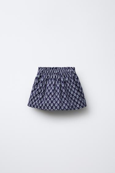 JUPE-SHORT EN CORDUROY À FLEURS - Bleu de Zara - Image 1