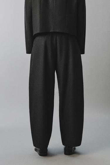 PINSTRIPED SUIT TROUSERS WITH PLEATS - Dark grey by Zara - Image 2