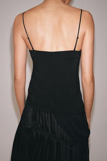 LACE TOP WITH STRAPS - Black by Zara - Image 3