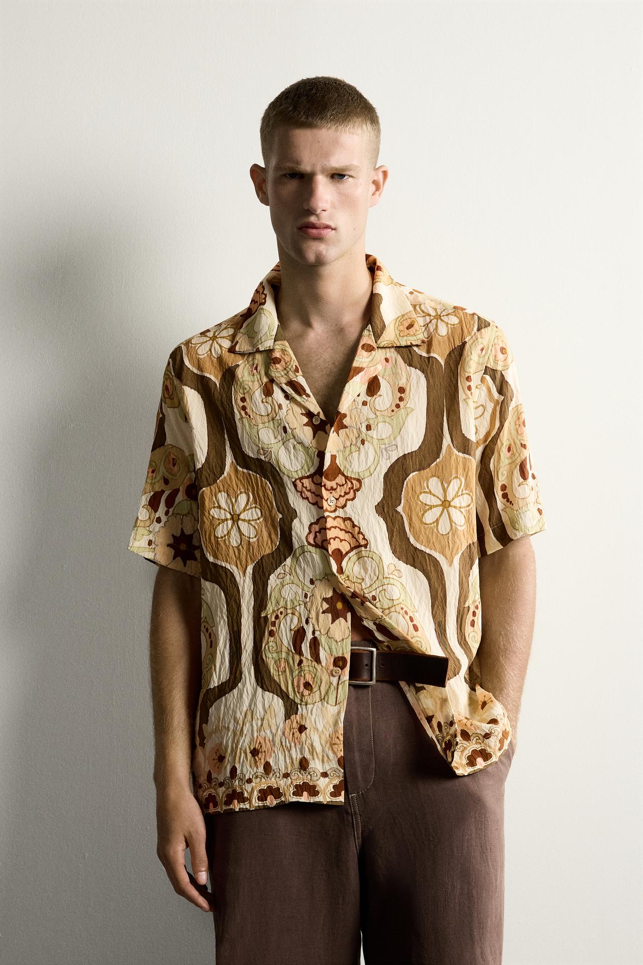 ABSTRACT PRINT FLOWY SHIRT — Multicolored