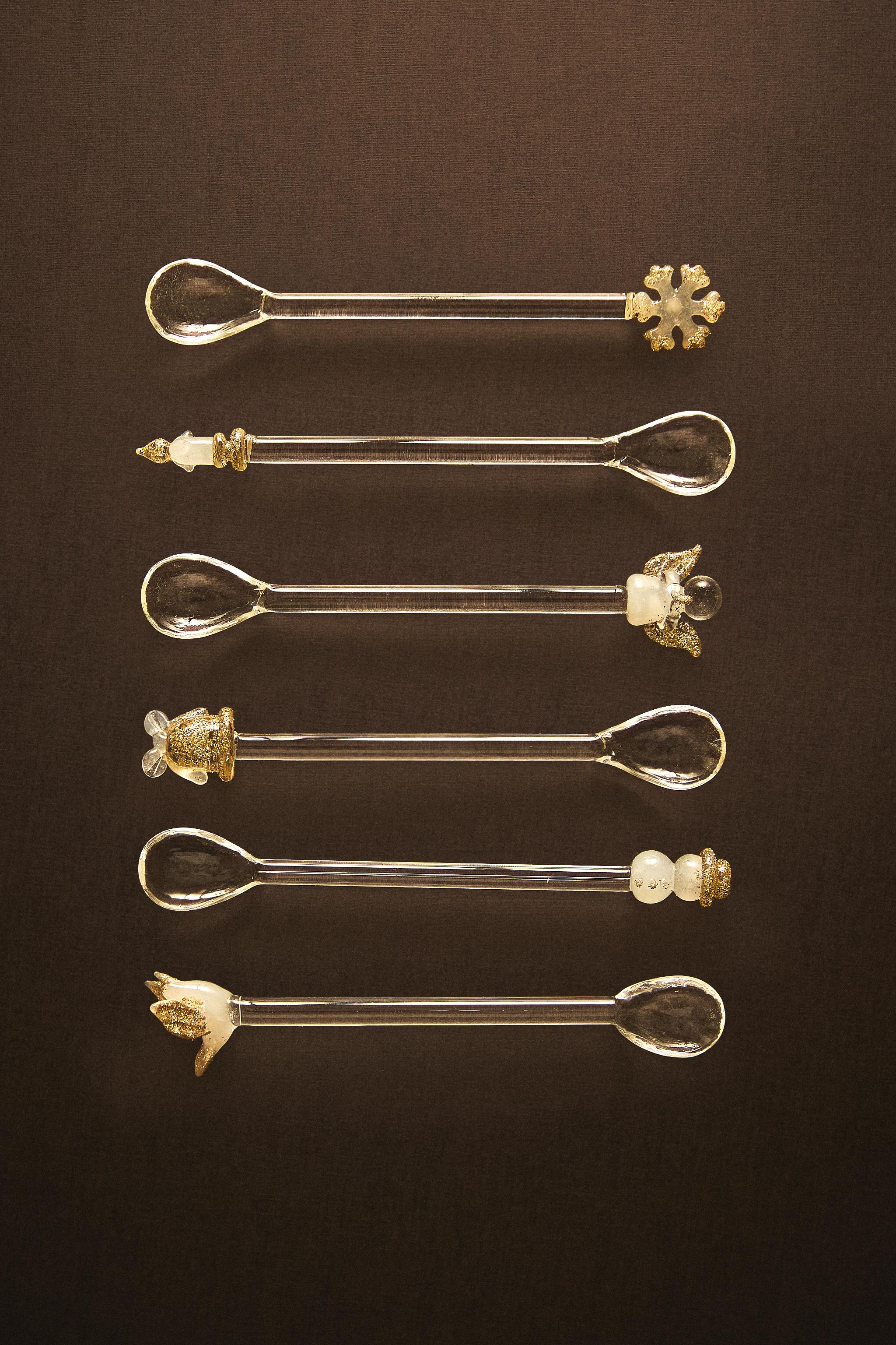 LOT DE PETITES CUILLÈRES EN VERRE BRILLANT NOËL (LOT DE 6)