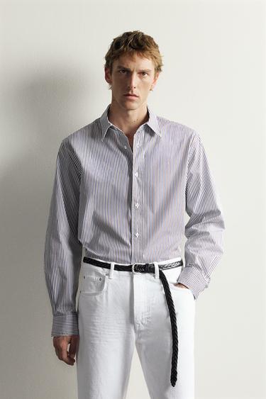 CAMISA FORMAL RAYAS AARON LEVINE X ZARA - rojo/marino de Zara