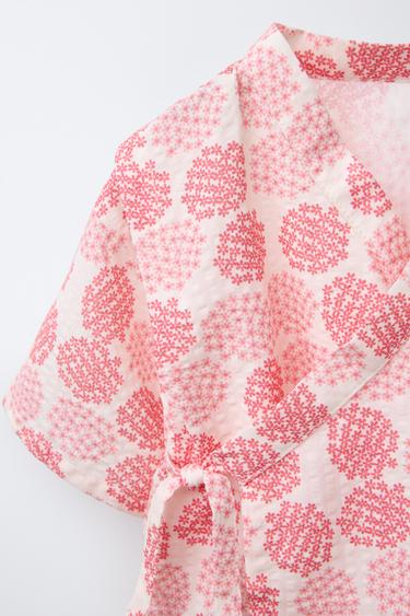 9-18 MOIS/ ENSEMBLE IMPRIMÉ FLEURS KIMONO ET BERMUDA - Écru de Zara - Image 2
