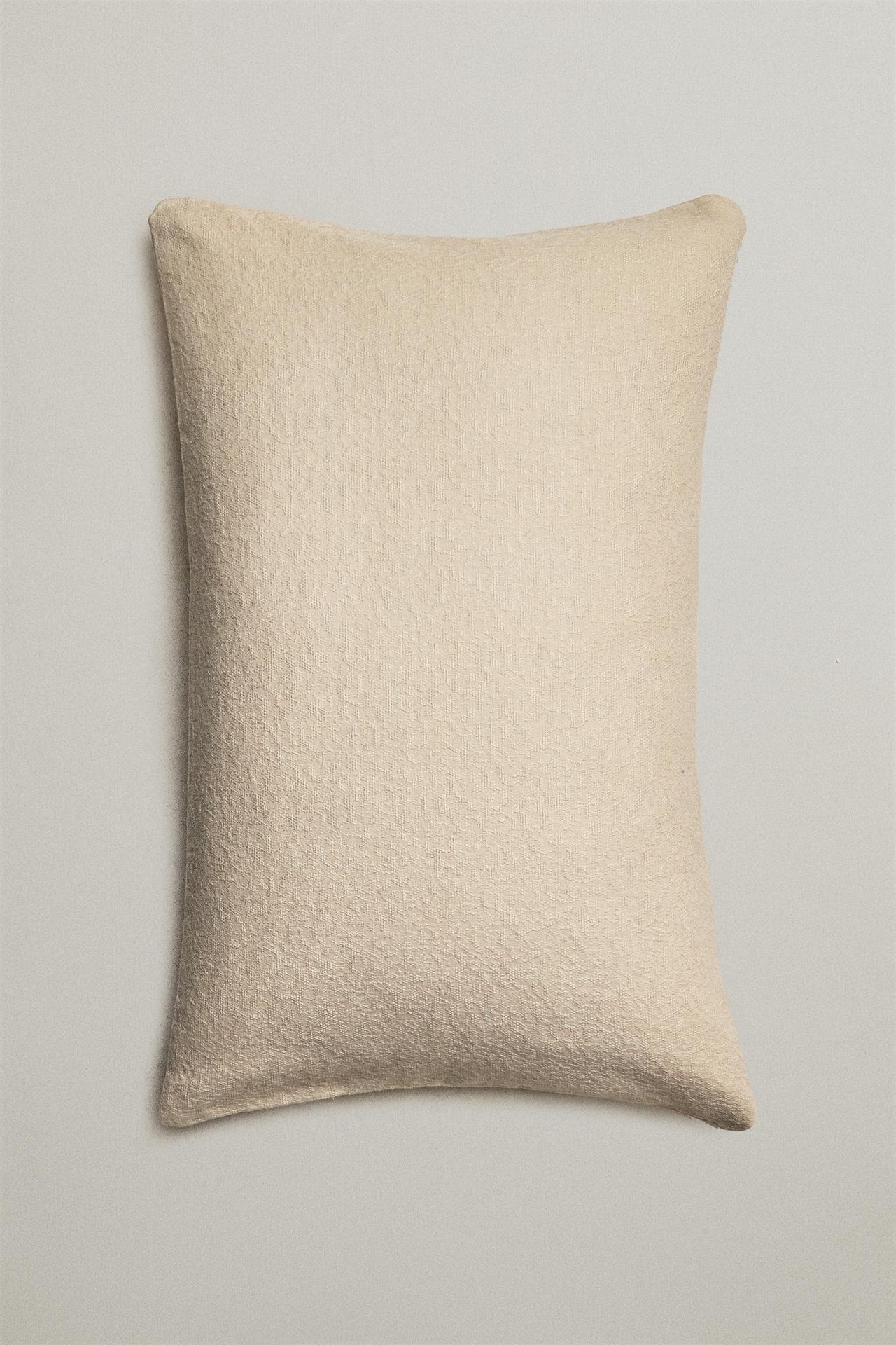 JACQUARD COTTON THROW PILLOW COVER — Light beige