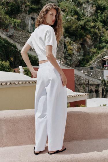 GILET COURT EN MAILLE ZIPPÉ - Blanc de Zara - Image 3