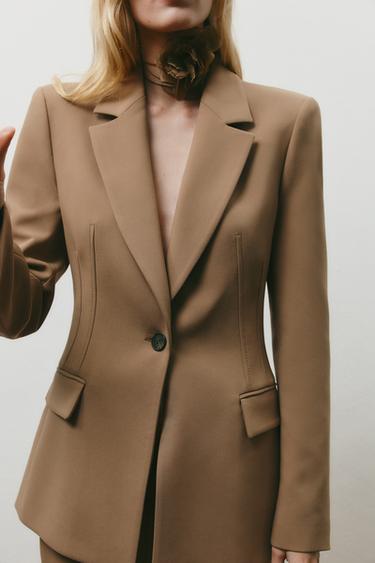 FITTED BLAZER WITH BUTTON - Toffee by Zara
