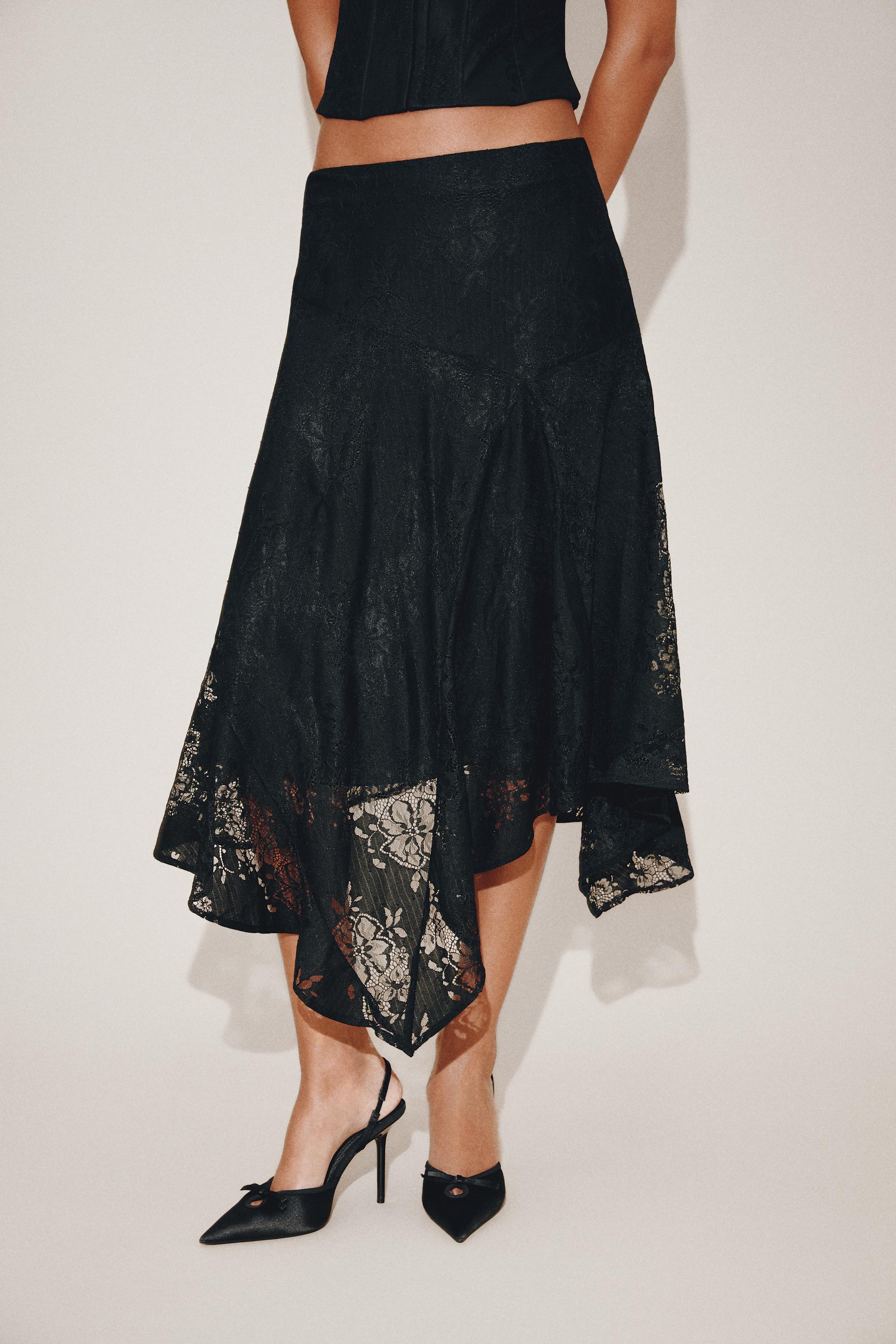 ASYMMETRIC LACE MIDI SKIRT thumbnail 2