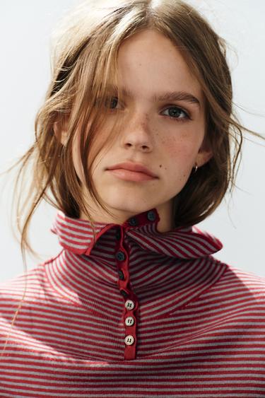 JERSEY CON LANA RAYAS - Rojo de Zara