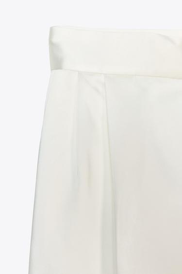 HIGH-WAIST SATIN TROUSERS WITH PLEATS - Oyster-white by Zara - Image 6