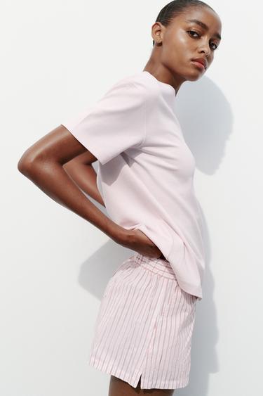 HEAVY COTTON T-SHIRT - Pastel pink by Zara